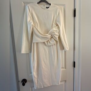 Sheike Cream Long Sleeve Dress with Knot Detail